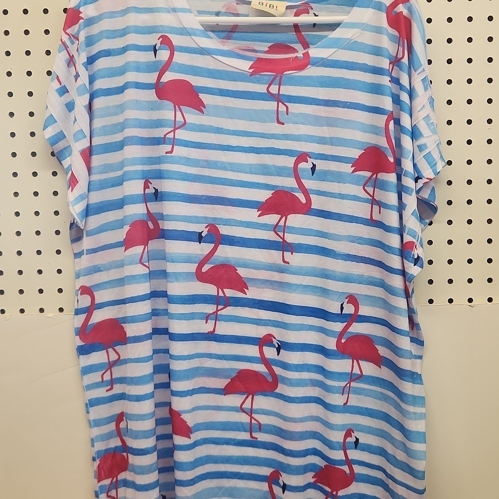 BiBi women's size large flamingo short sleeve top